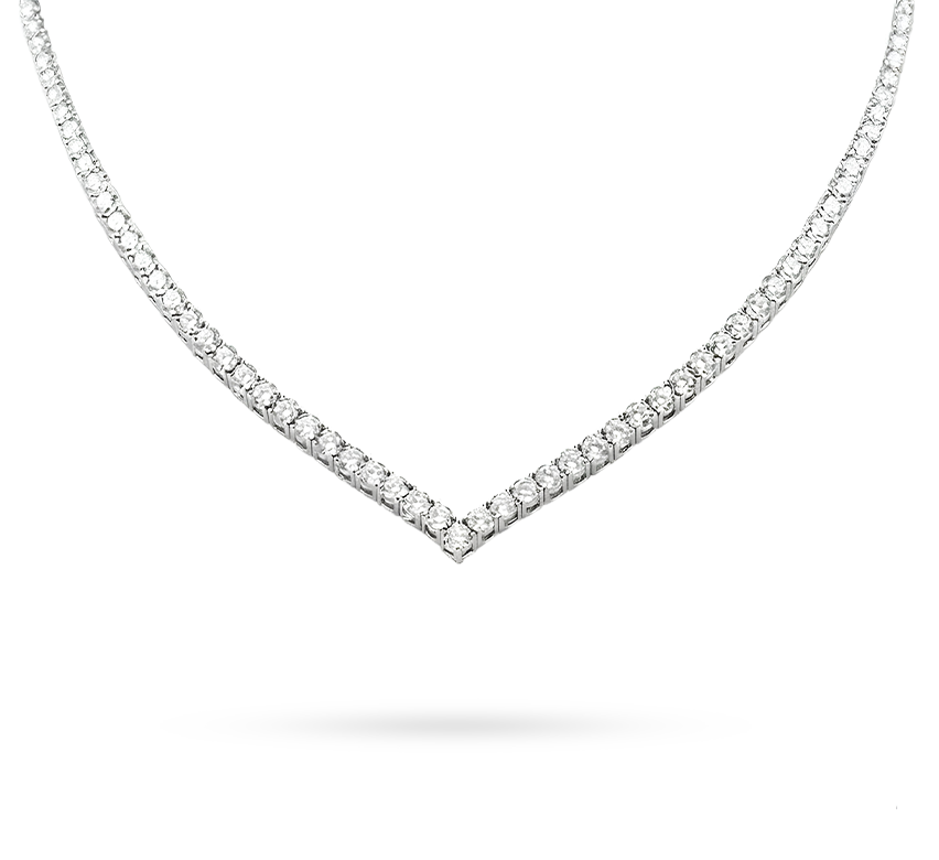 V tennis necklace 2.4mm in white gold