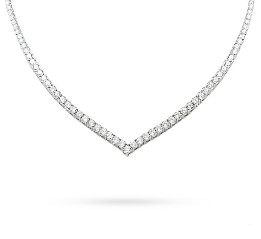 V tennis necklace 3mm in white gold