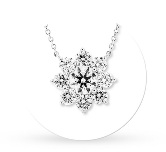 Sunflower necklace RD 0.72 E VVS2 IGI in white gold