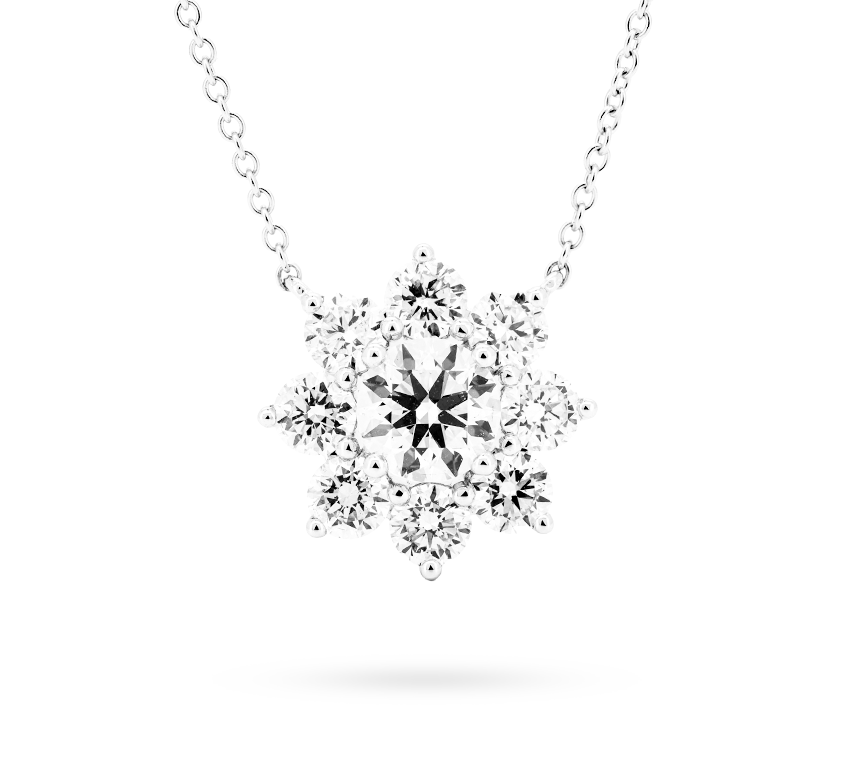 Sunflower necklace RD 0.79 D VS1 IGI in white gold