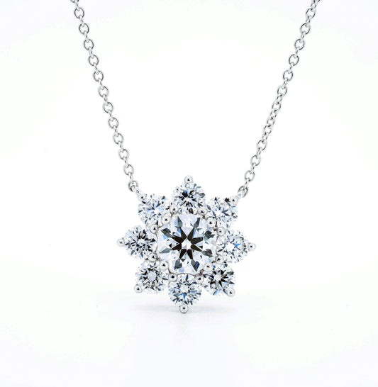 Sunflower necklace RD 0.7 D VS1 IGI in white gold