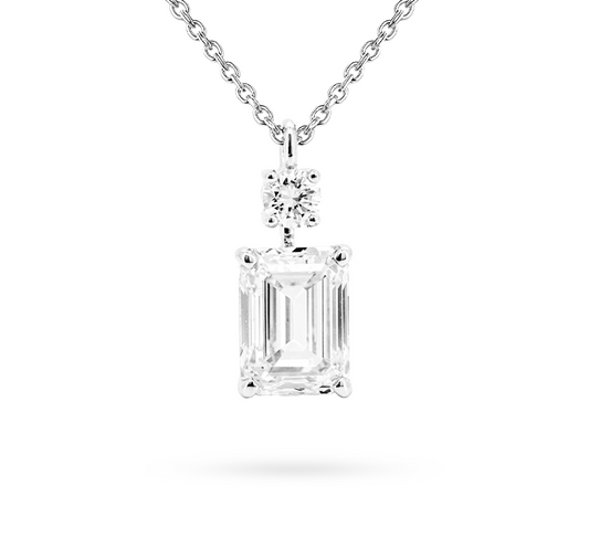 Royalty necklace RD 0.1 and EM 1 D VS1 IGI in white gold