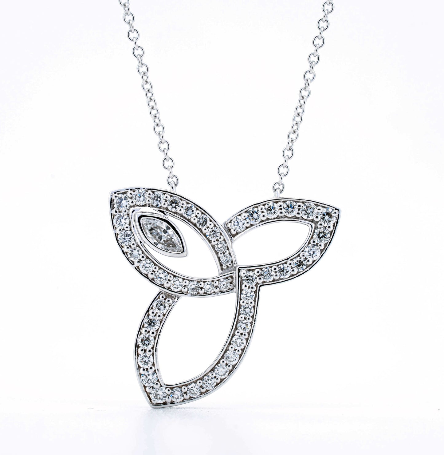 Lily pave necklace in white gold