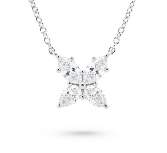 Daphne flower necklace in white gold
