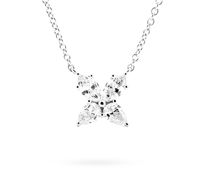 Daphne flower necklace in white gold