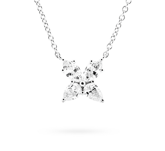 Daphne flower necklace in white gold
