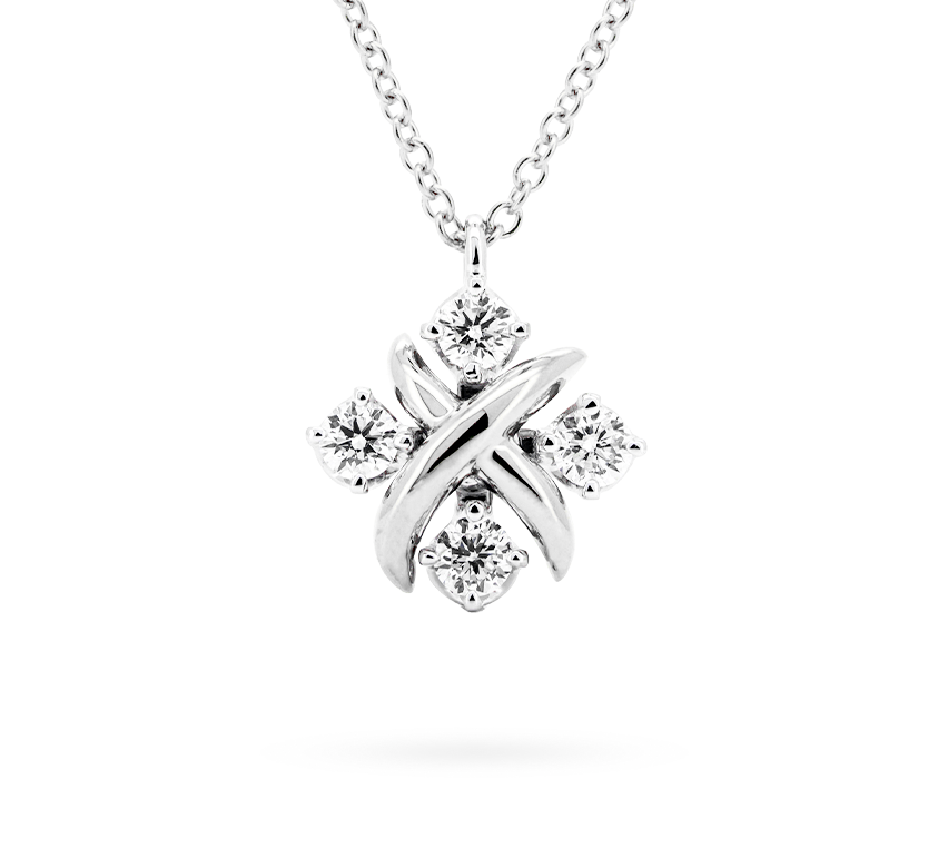 Compass necklace in white gold