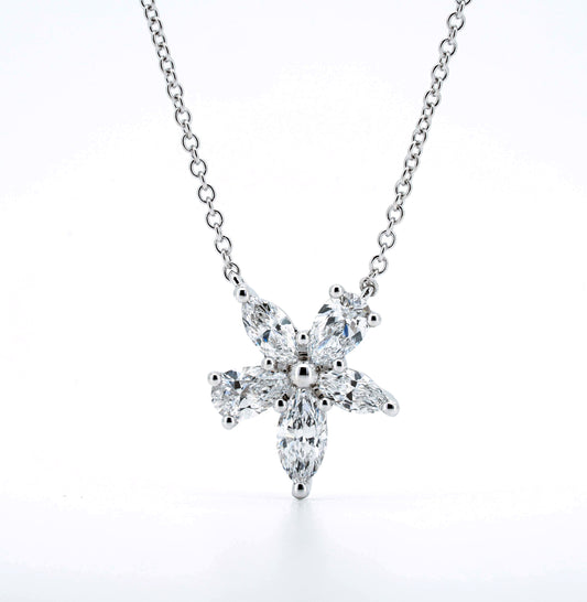 Jasmine flower necklace in white gold