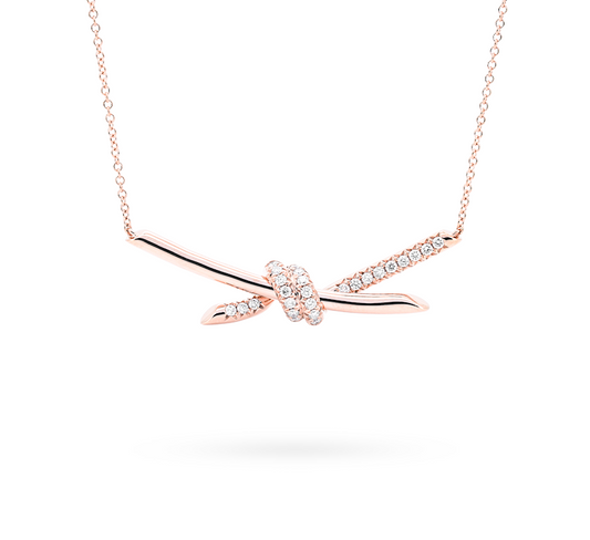 Knot pave necklace in rose gold