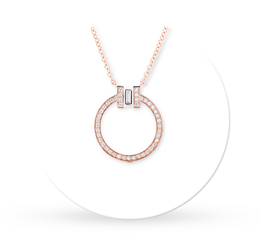 Circle pave necklace in rose gold