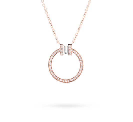 Circle pave necklace in rose gold