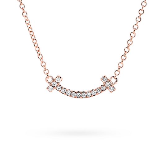 Smile pave necklace in rose gold