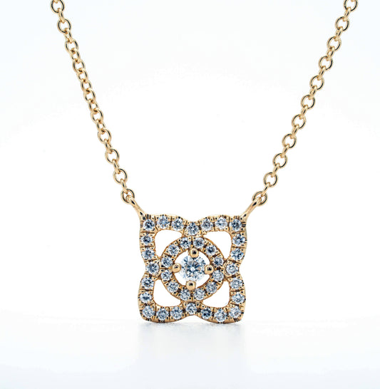 Lotus pave necklace in gold