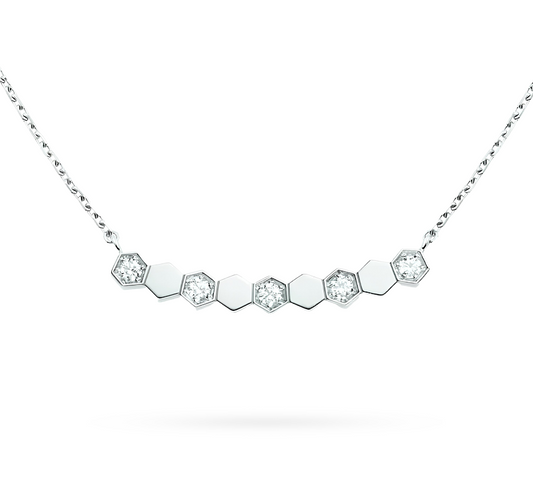 Bee hive line in white gold