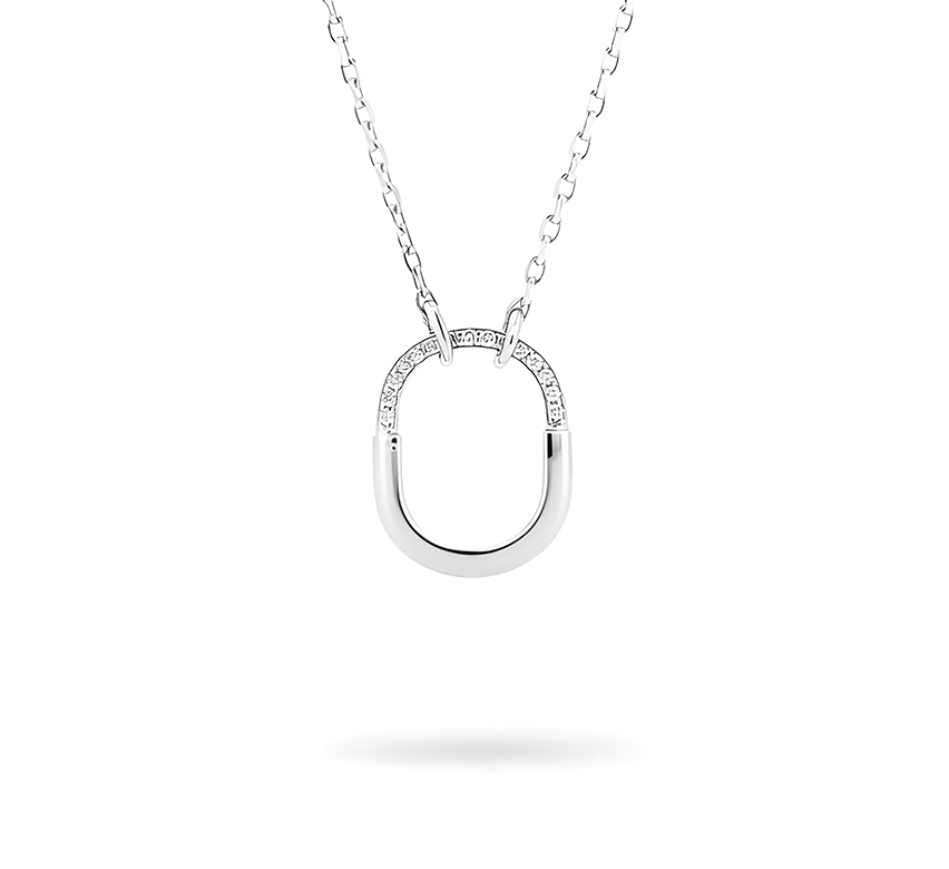 Lock pave in white gold