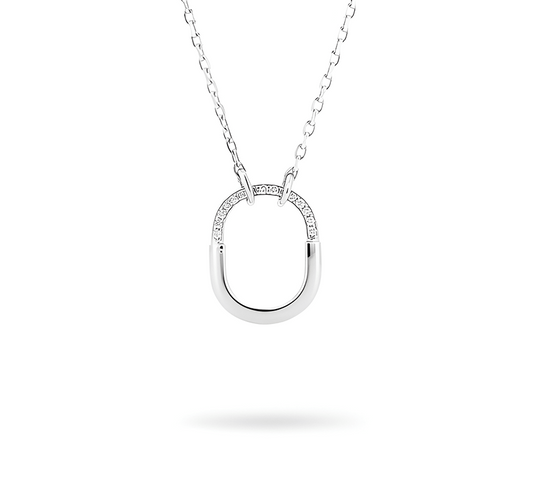 Lock pave in white gold