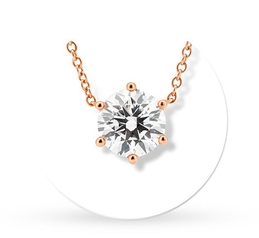 6 prong fixed necklace RD 0.64 D VS1 IGI in rose gold