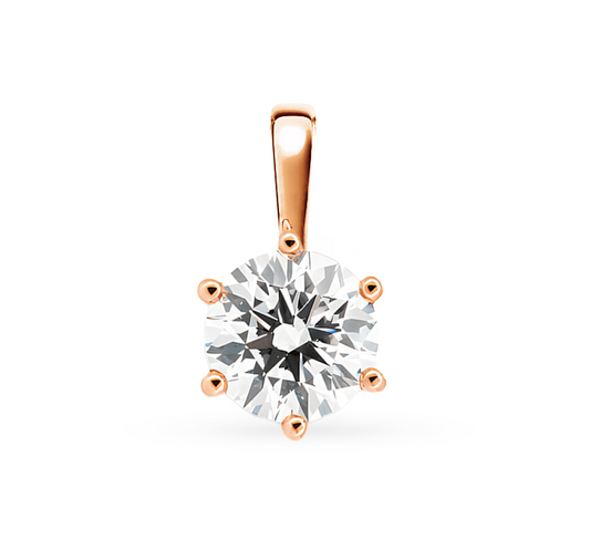 Solitaire pendant 6 prong RD 0.82 D VS1 IGI in rose gold