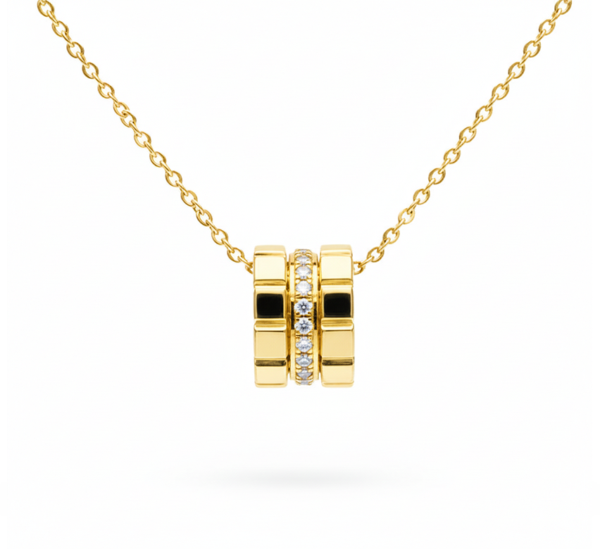 Barrel pave in yellow gold