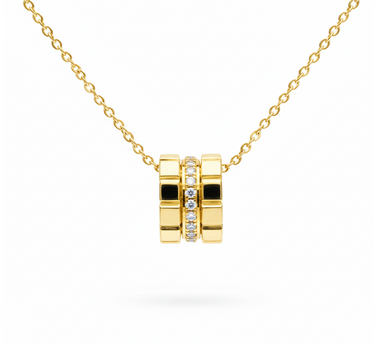 Barrel pave in yellow gold
