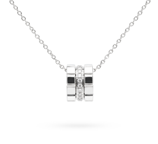Barrel pave in white gold