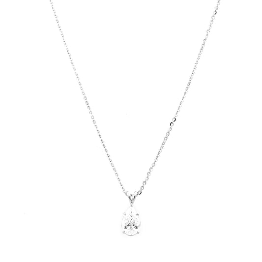 Hanging pear solitare necklace PE 1.04 D VVS2 IGI in white gold