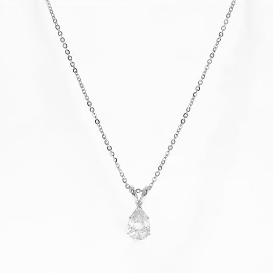 Hanging pear solitare necklace PE 1.02 D VVS2 IGI in white gold