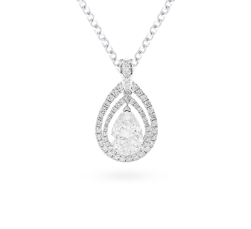 Double spirit halo necklace PE 0.51 D VS1 IGI in white gold