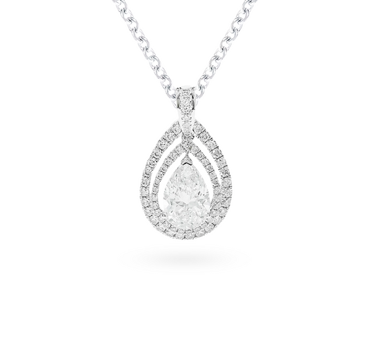 Spirit double halo necklace PE 0.51 D VS1 IGI in white gold