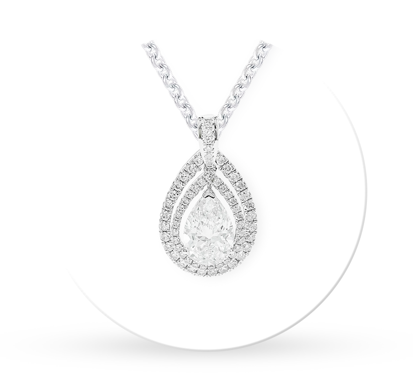 Double spirit halo necklace PE 0.51 D VVS1 IGI in white gold