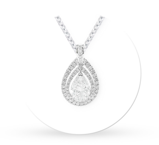 Double spirit halo necklace PE 0.51 D VVS1 IGI in white gold