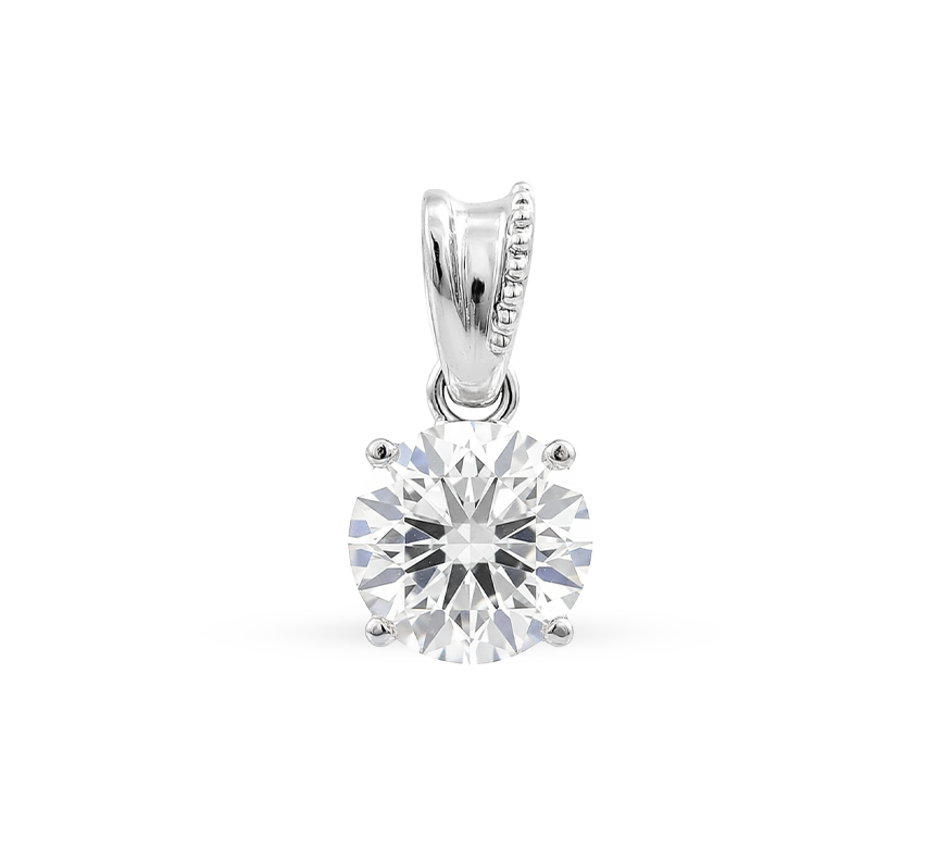 Milgrain hanging pendant RD 1.2 D VVS2 IGI in white gold