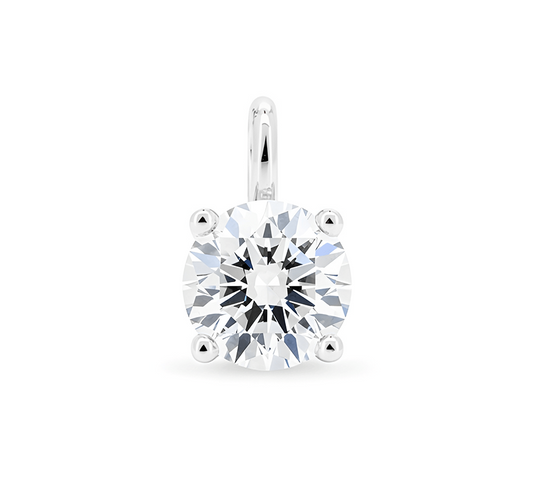 Hanging solitaire 4 prong pendant RD 0.62 D VVS2 IGI in white gold