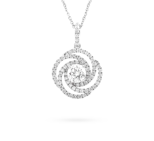 Spiral rose necklace RD 2.49ct D VVS2 IGI in white gold