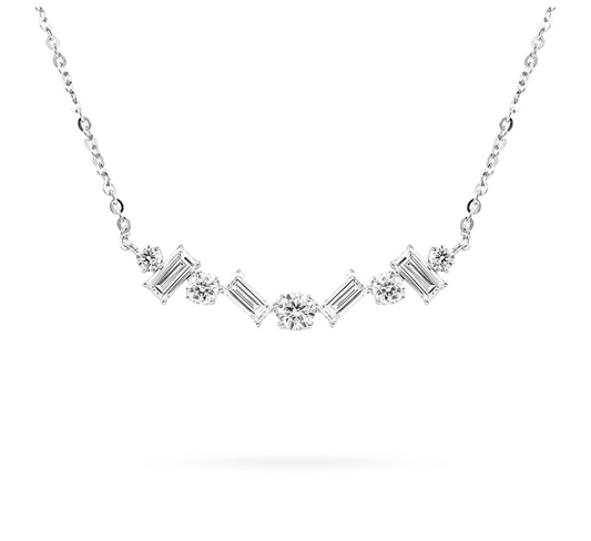 2in1 emerald round zigzag necklace in white gold