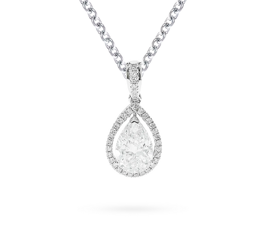 Spirit halo necklace PE 0.5 E VS1 IGI in white gold