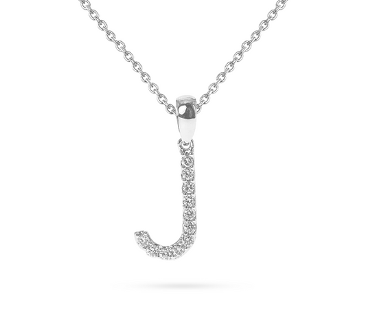 Alphabet model A necklace "J" in white gold