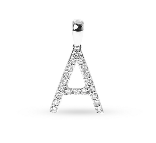 Alphabet model A necklace "A" in white gold