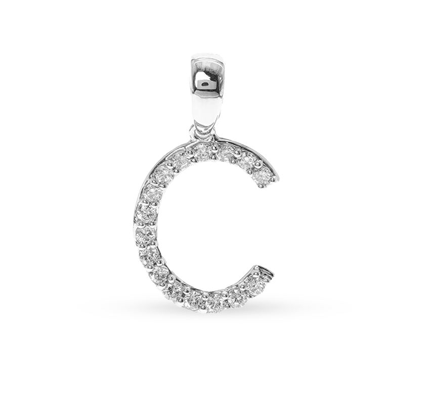 Alphabet model A pendant "C" in white gold