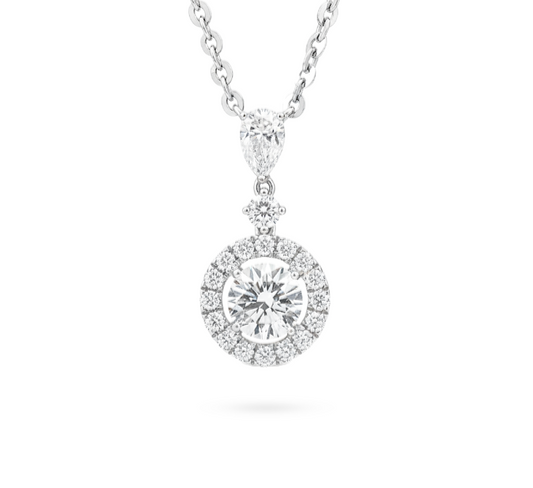 Set 8 Round Halo B Series Necklace RD 0.5 D VVS2 IGI in white gold