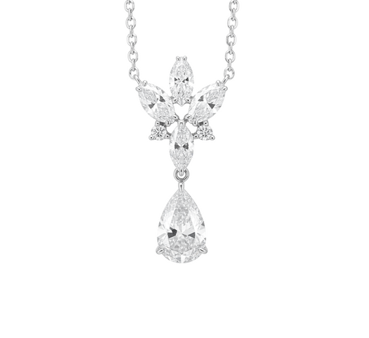 Crown pear necklace PE 1.09 D VVS2 IGI in white gold