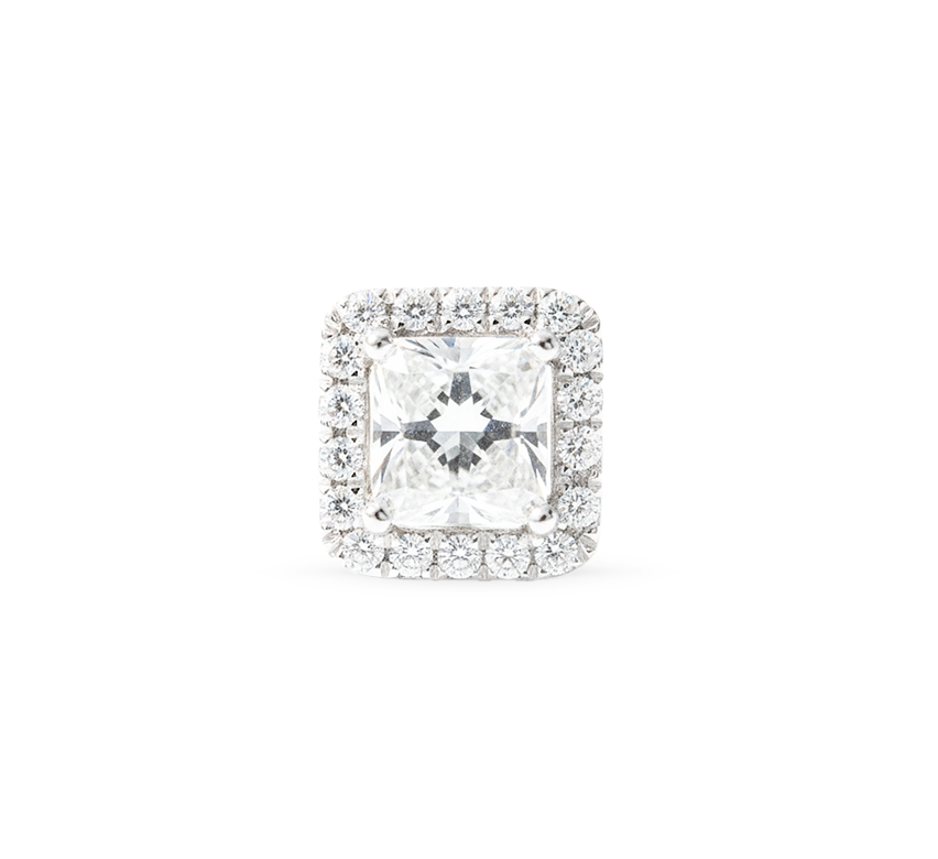 Slider spirit halo pendant PR in white gold