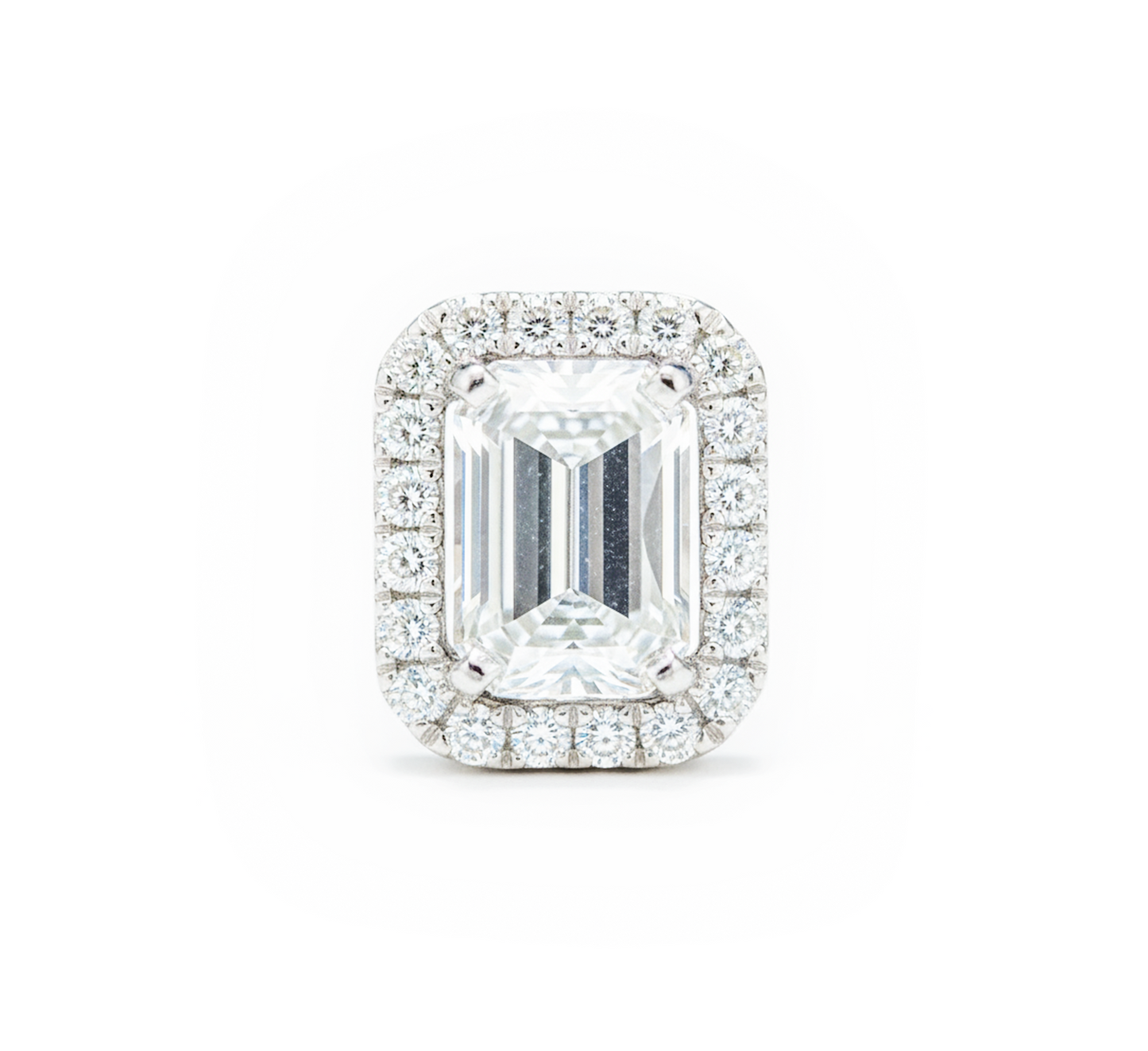 Slider spirit halo pendant EM in white gold