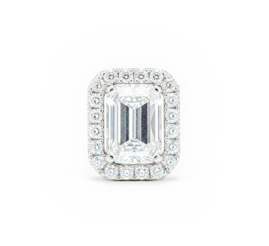 Slider spirit halo pendant EM in white gold