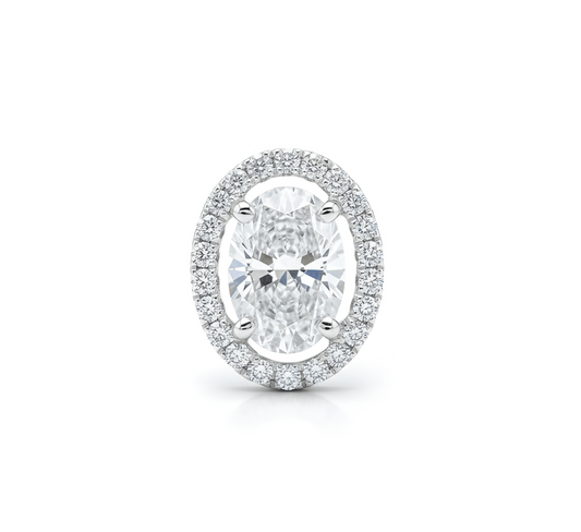 Slider spirit halo pendant OV in white gold
