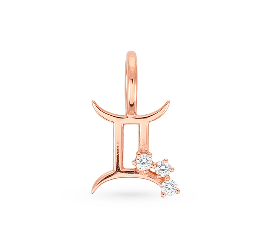Zodiac gemini pendant in rose gold