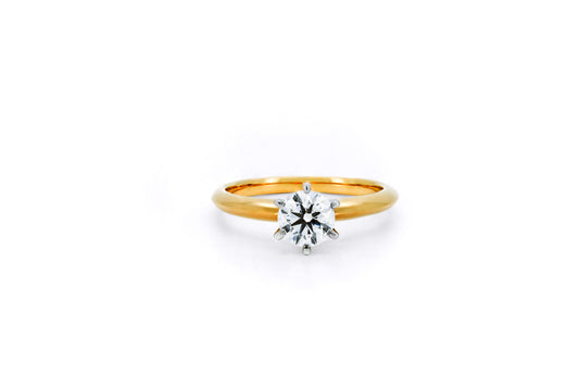 Classic 6 prong ring RD 0.7 D VVS2 IGI in gold