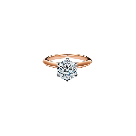 Classic 6 prong ring RD 0.59 E VVS2 IGI ini rose gold