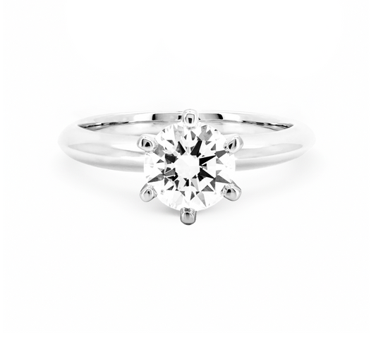 Classic 6 prong ring RD 0.58 D VS1 IGI in platinum