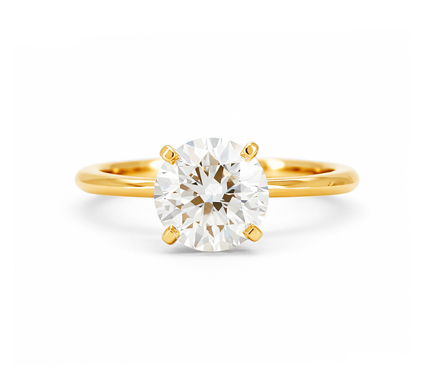 Classic 4 prong ring RD 0.71 E VS1 IGI in yellow gold